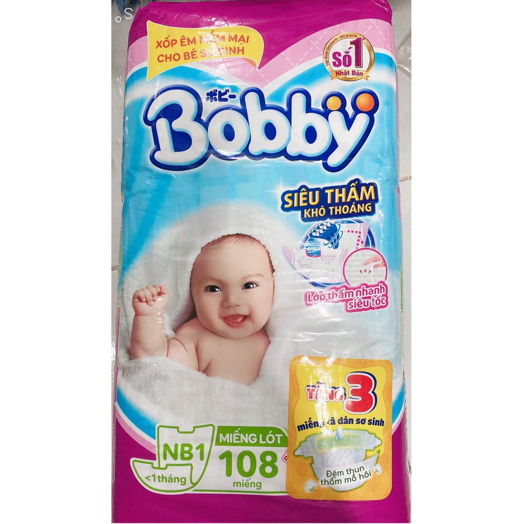Miếng lót cho bé sơ sinh Bobby Newborn 1-108 miếng