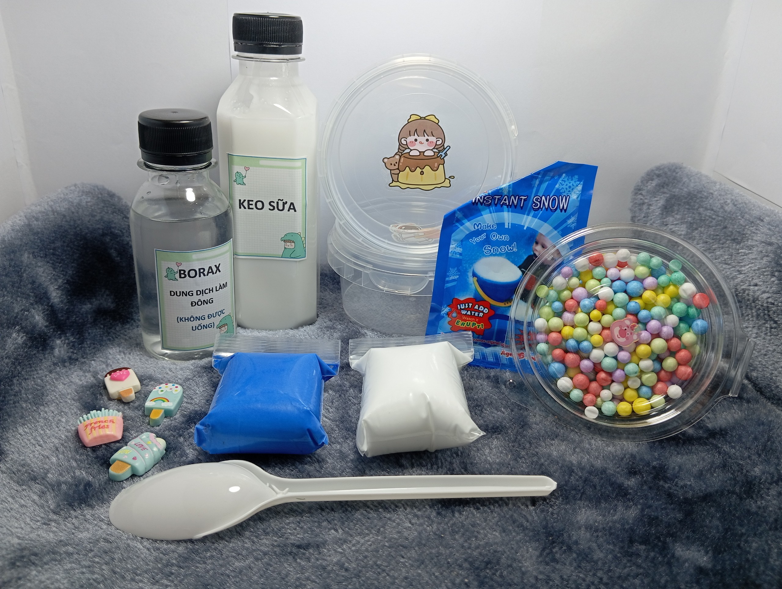 BỘ KIT LÀM SLIME MÂY SLIME BƠ SIZE TO CAO CẤP