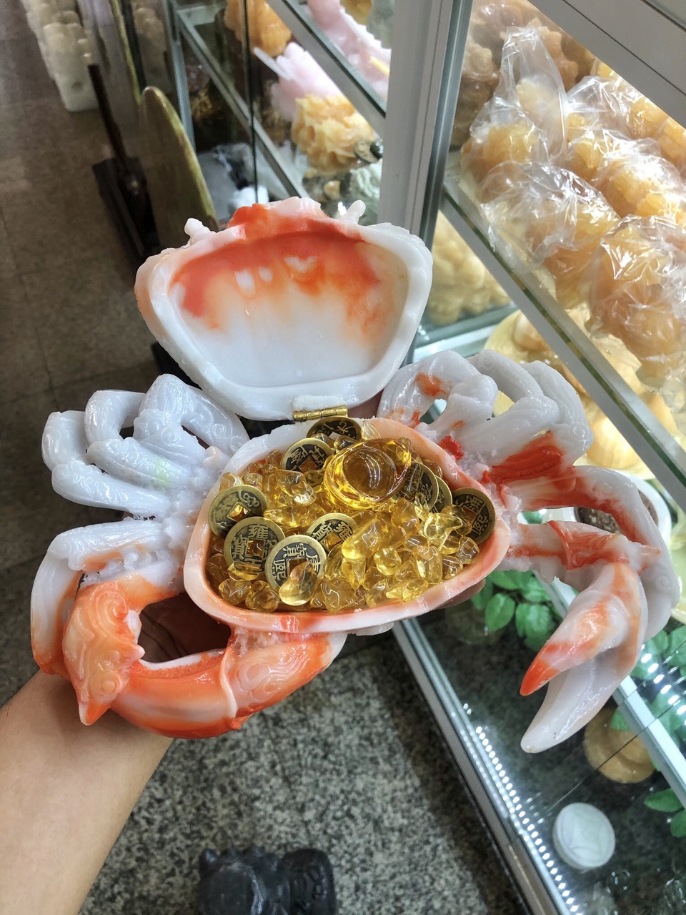 Bộ combo con Cua  phong thủy và xu tiền cầu tài lộc trang trí bàn thờ ông thần tài thổ địa