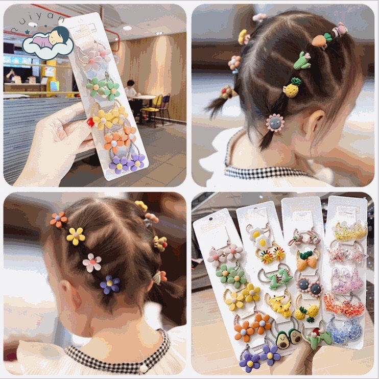 Sét 5 đôi chun buộc tóc dễ thương Hàn Quốc