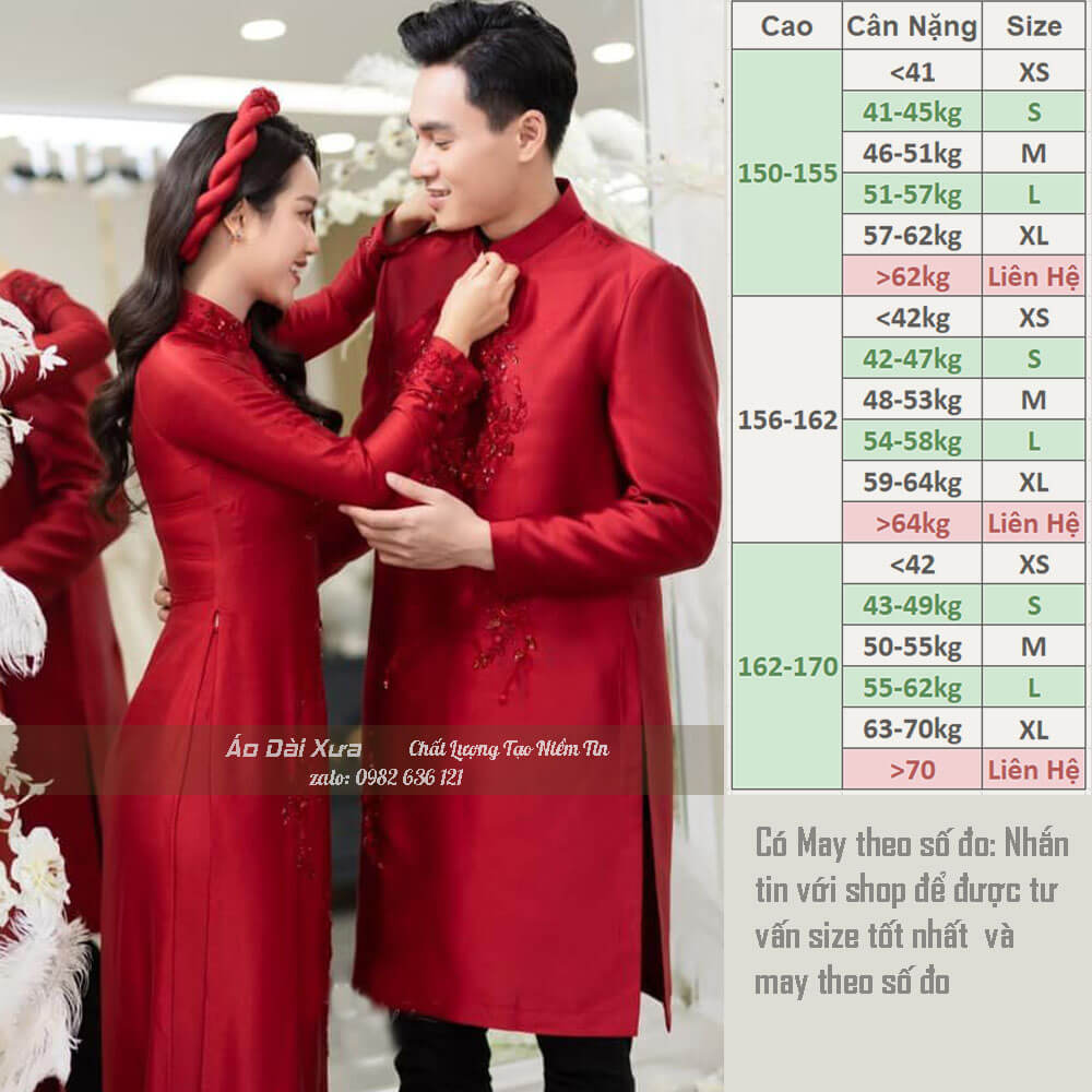 Áo Dài Cô Dâu Chú Dể Cặp Cưới Hỏi Truyền Thống LC02