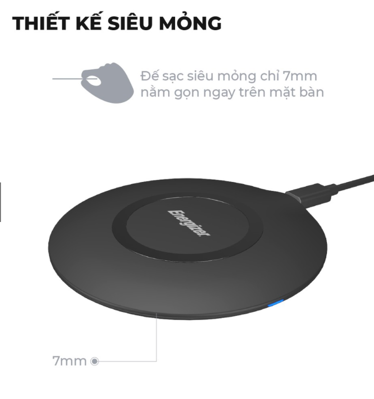 [HCM]Đế sạc không dây Energizer 15W kèm cáp MicroUSB - WCP105 (BẢO HÀNH 2 NĂM 1 ĐỔI 1)