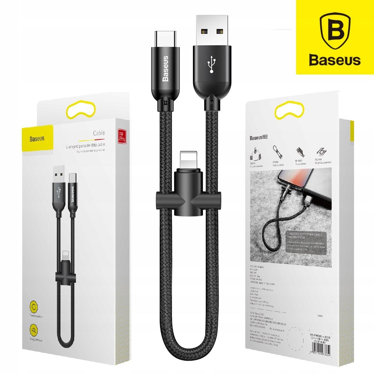 Cáp Sạc Baseus 2 in 1 Chân Type C + Chân Lighting (23cm)