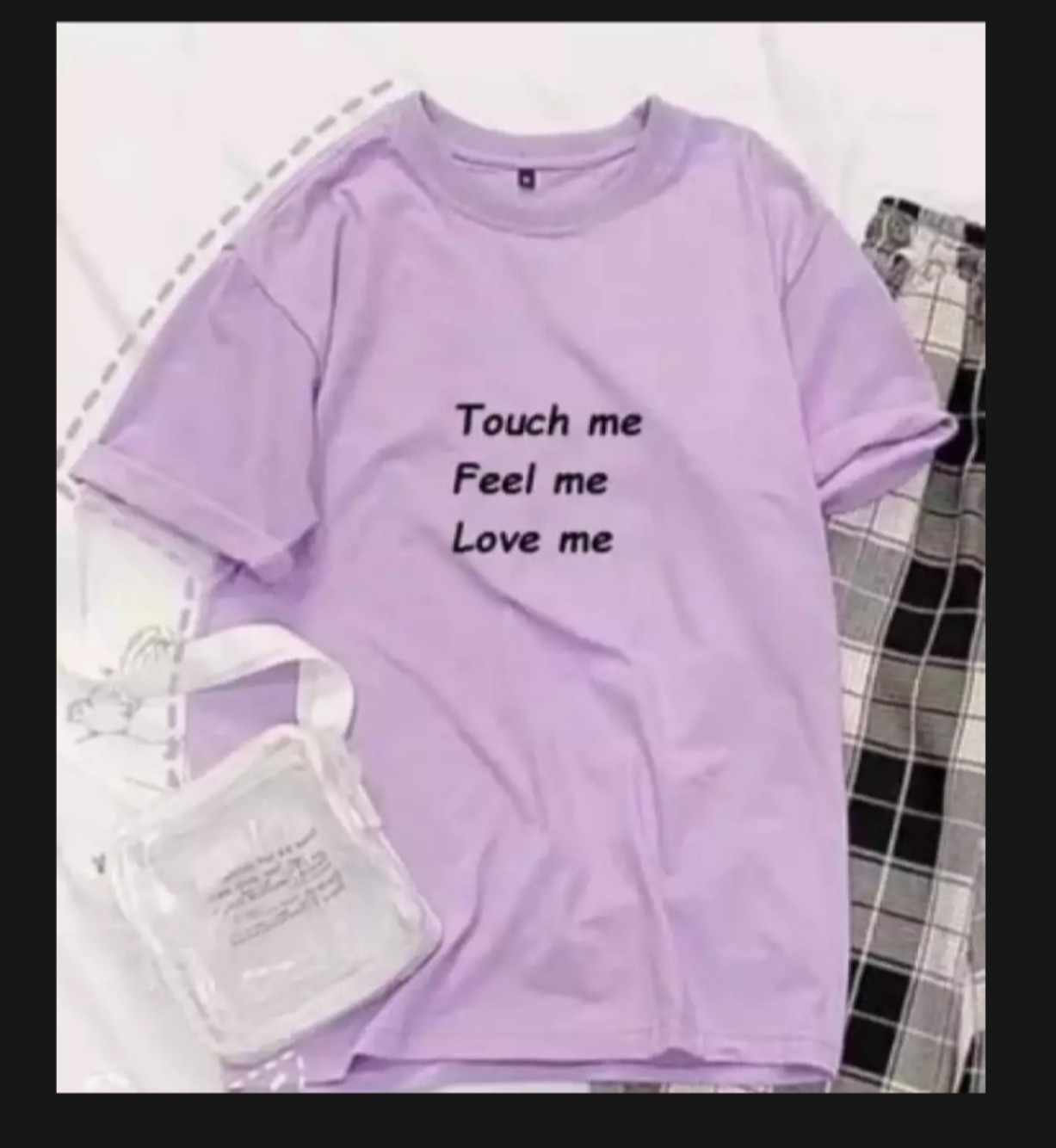 Sét áo phông cộc tay touch me feelme kèm quần kẻ karo đen siêu xinh
