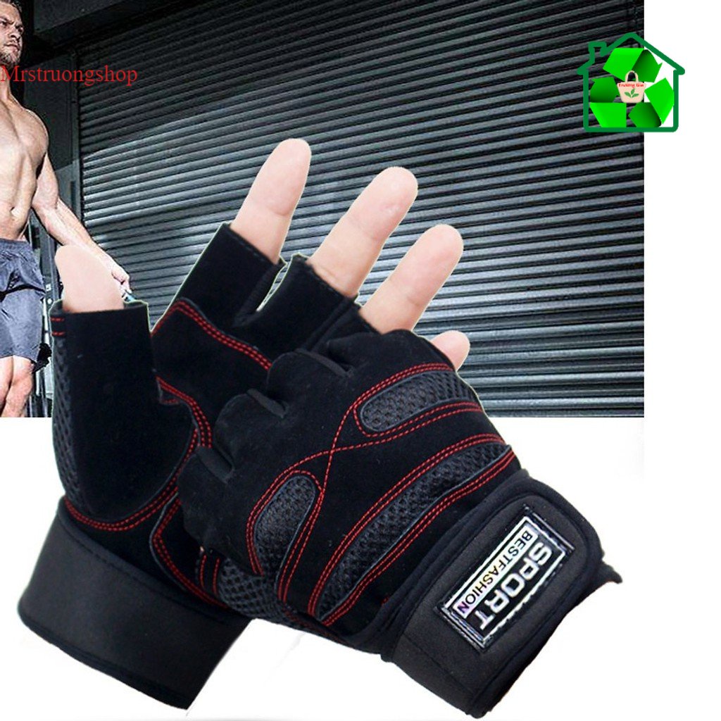 Găng tay sport beastfashion - găng tay tập gym - đen