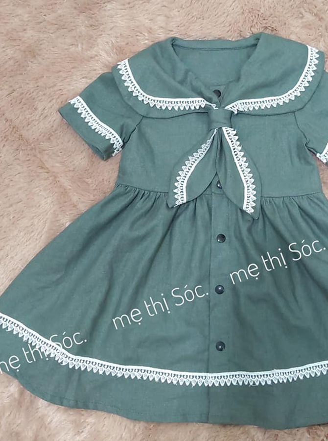 Rập Giấy 30048 - Đầm cổ Thủy thủ thắt nơ