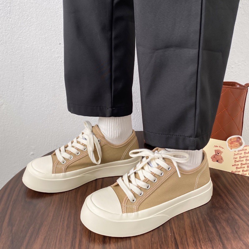 Giày Bánh Mì Beige Sneaker( Kèm Video Ảnh Thật)