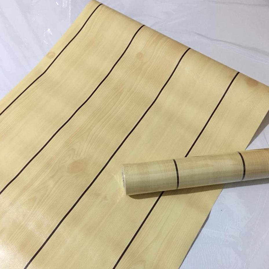 10M Giấy Dán Tường Sẵn Keo Gọc Gỗ Vàng (10m x 45cm).