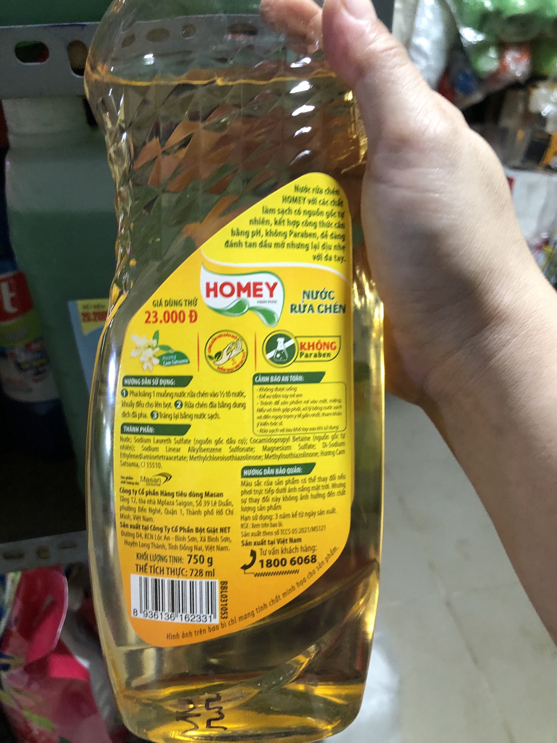 Nước rửa chén Homey hạnh phúc, hương cam