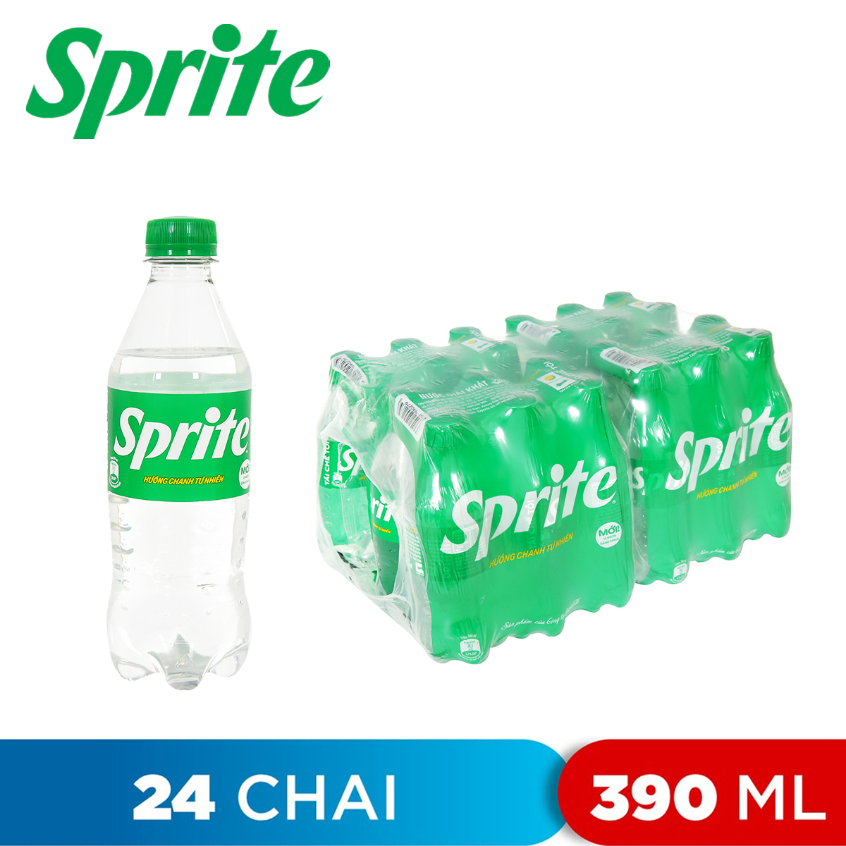 Thùng 24 chai nước ngọt hương chanh sprite 390ml