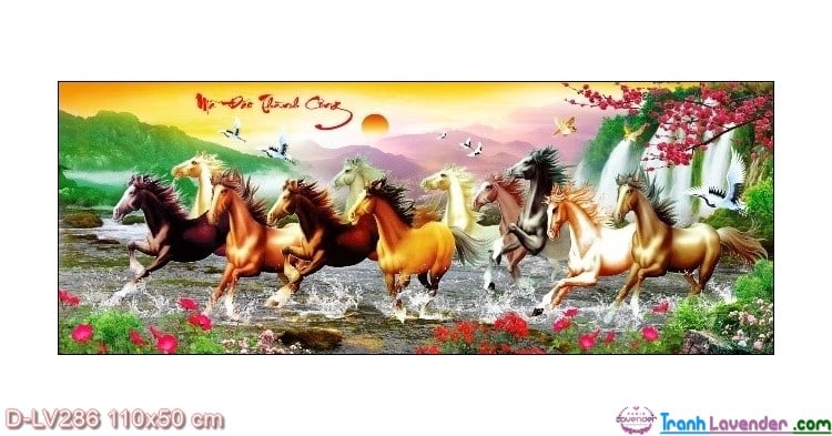 Tranh đính đá mã đáo thành công - kt:110*50cm _lv286_chưa đính đá