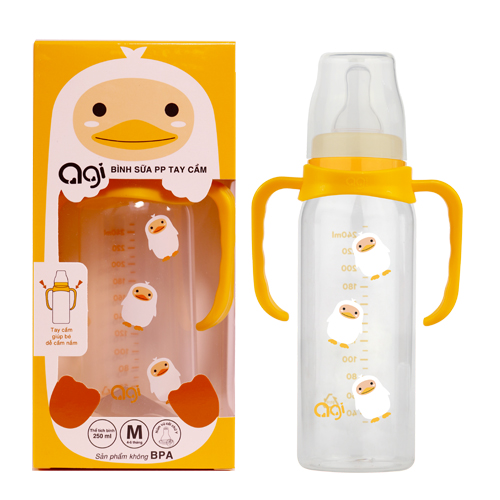 Bình sữa PP tay cầm Agi 140ml/250ml (giao hình ngẫu nhiên)