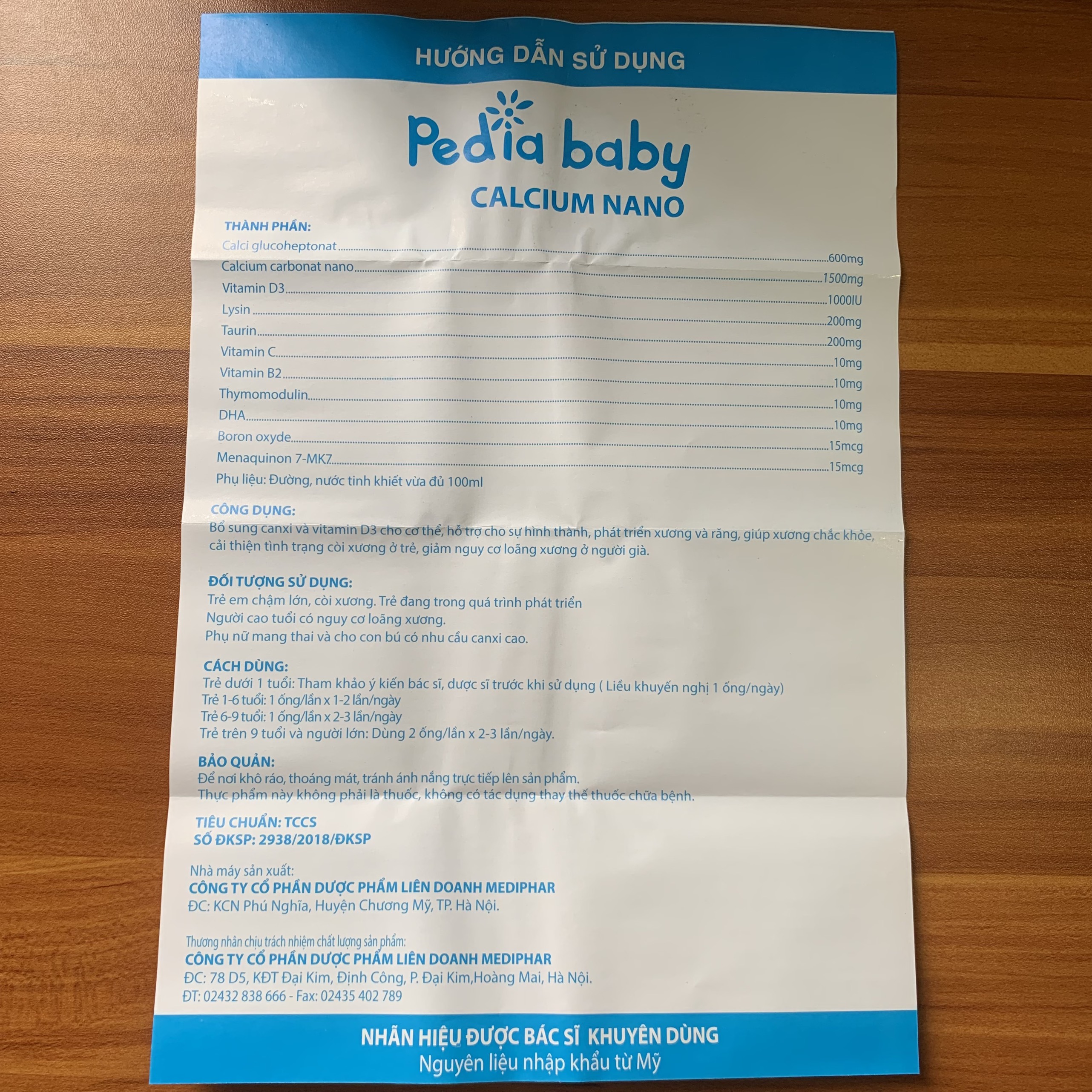 Pediababy bổ sung canxi