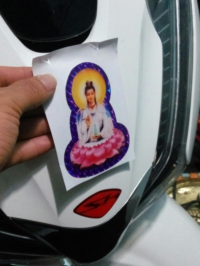 Tem nổi Bồ Tát dán xe may mắn - Vindecal BD