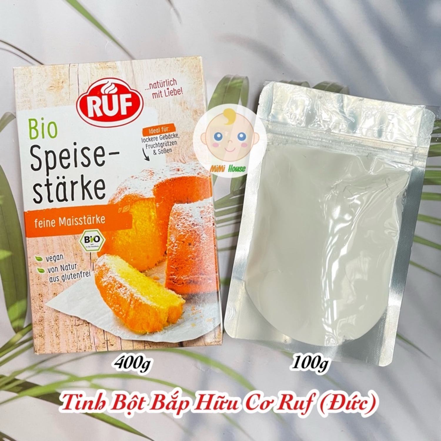 [Date 3/2024] Tinh bột bắp hữu cơ Ruf (Đức) 400g, có tách lẻ 100g