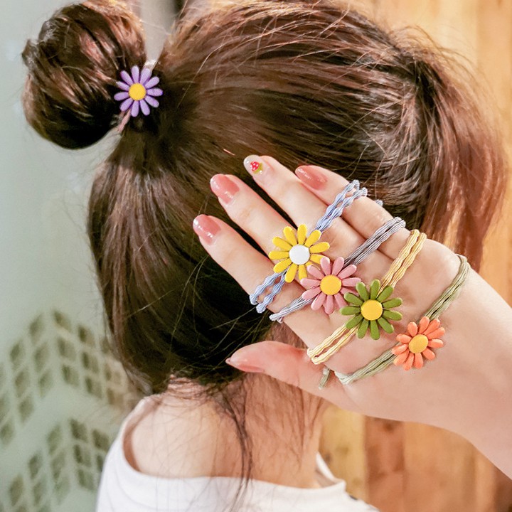 Dây Buộc Tóc Nữ, Thun Cột Tóc Hoa Cúc Xinh Xắn Dễ Thương