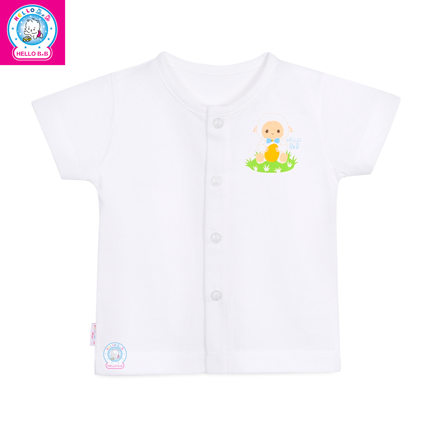 Áo cài giữa trắng tay ngắn AL0002 (hình in ngẫu nhiên) - HELLO BB