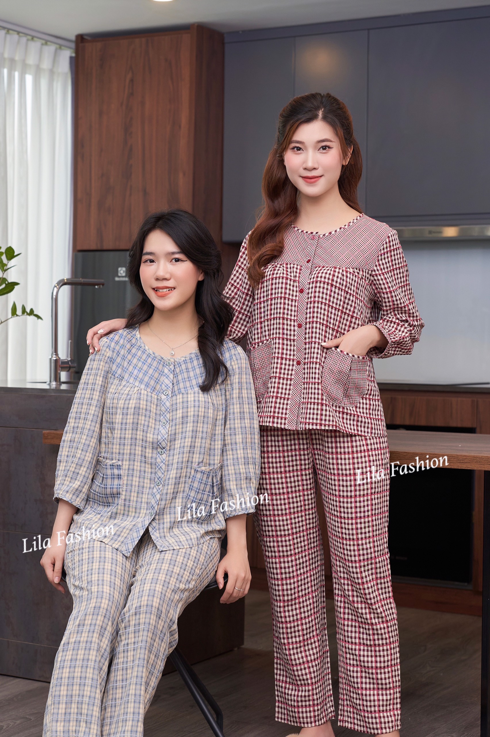 K137_Đồ bộ mặc nhà dài tay phối