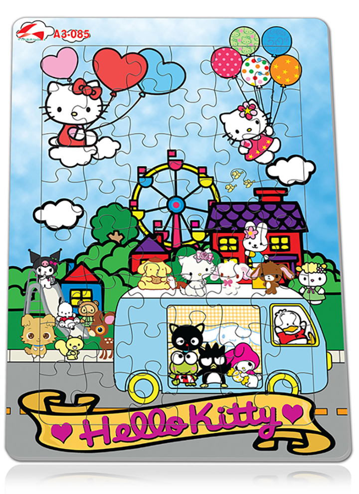 Tranh xếp hình tia sáng phát triển trí tuệ cho bé 048 mảnh - hello kitty - msp: a3-085