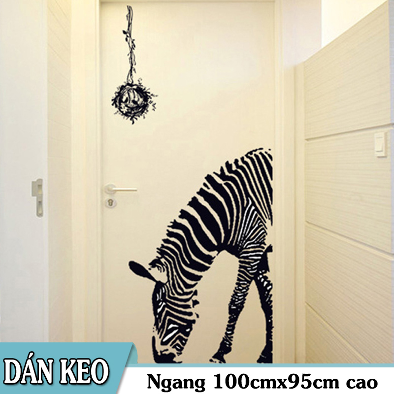 [HCM]Decal trang trí tường - Ngựa Vằn Đen tinh tế