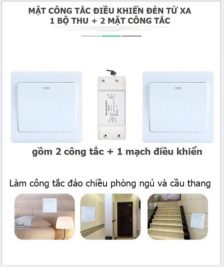 Công tắc điều khiển từ xa dán tường 1 cổng 2 công tắc MCT1-2CT 10A/220V (có học lệnh)