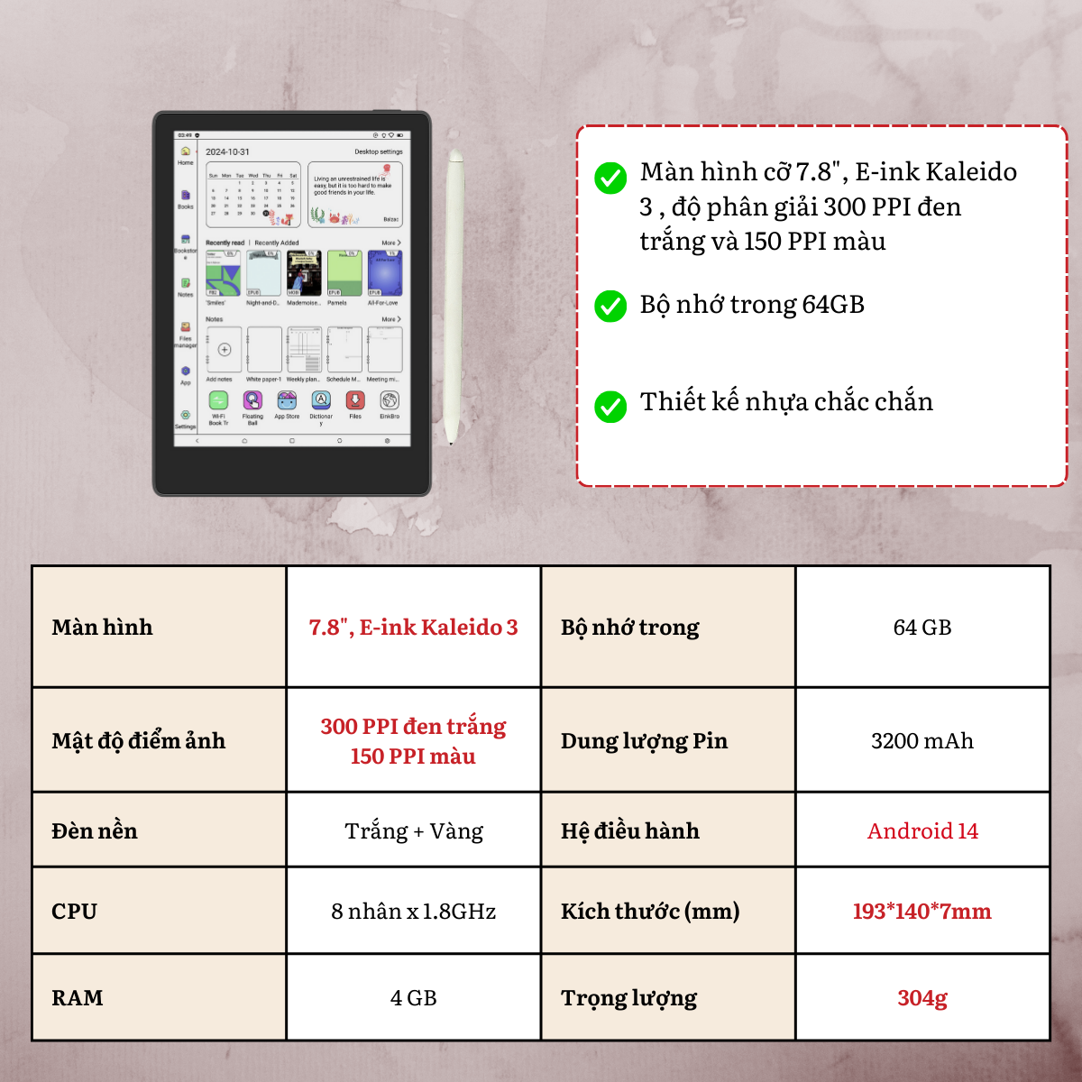 Máy đọc sách màu Meebook M8C