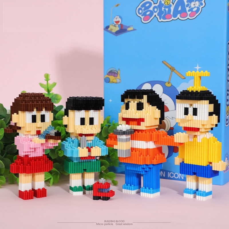 Mô hình mini đồ chơi lắp ráp 3D hình các nhân vật hoạt hình DoraemonNobitaChaienXukaXekoDoremi...đáng yêu
