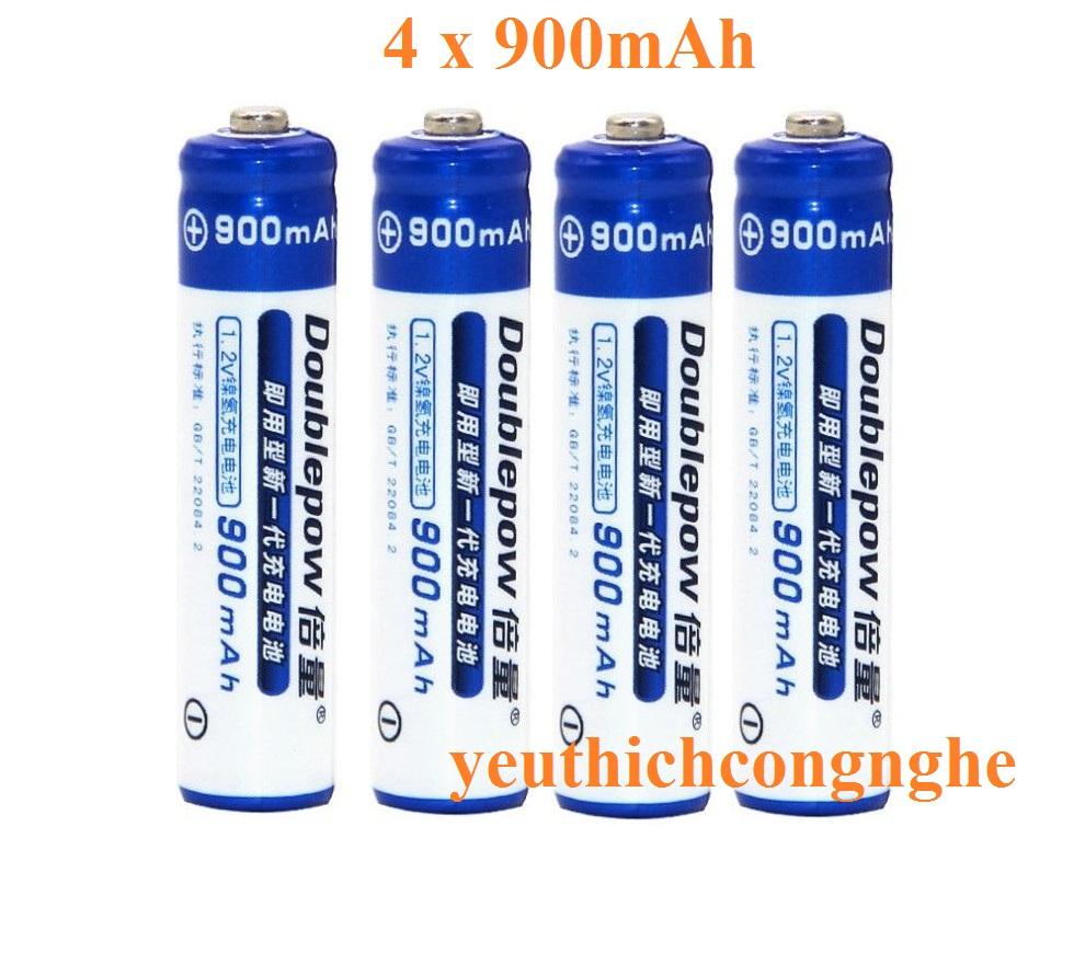 Bộ 4 viên pin đũa sạc AAA 900mAh  Doublepow