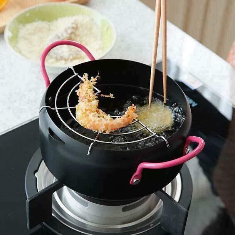 Nồi Chiên Ngập Dầu Lọc Dầu Size 18cm (Tặng Kèm Vỉ Gác Chảo Dầu)