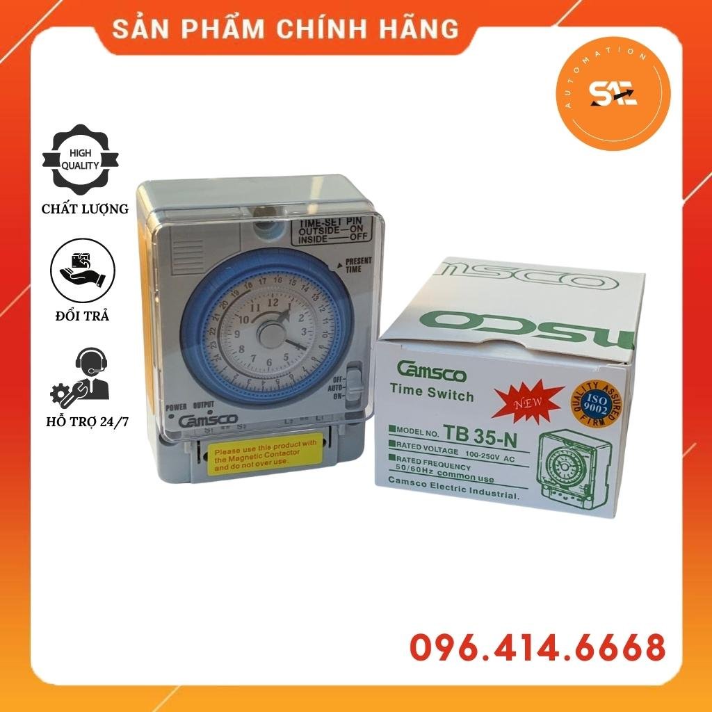 Công tắc hẹn giờ cơ, rơ le hẹn giờ, timer 24h, 7 ngày, 16a camsco tb35n