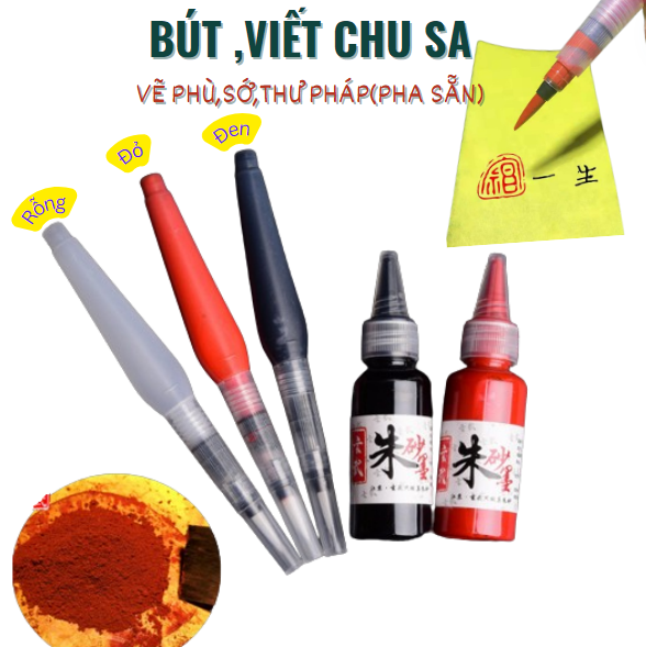 Viết ,Bút Chu Sa vẽ thư pháp,phù,bùa,sớ...