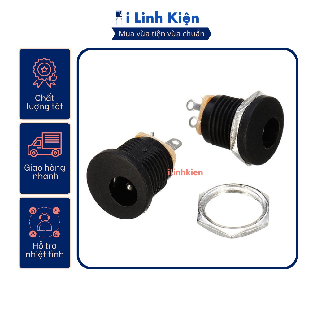 Jack nguồn DC cái 5.5x2.1mm tròn DC-022