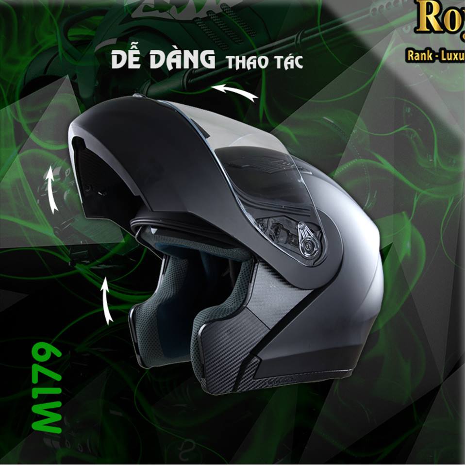 Mũ Bảo Hiểm Fullface Royal M179 - Vân Carbon (Lật Cằm 2 Kính)