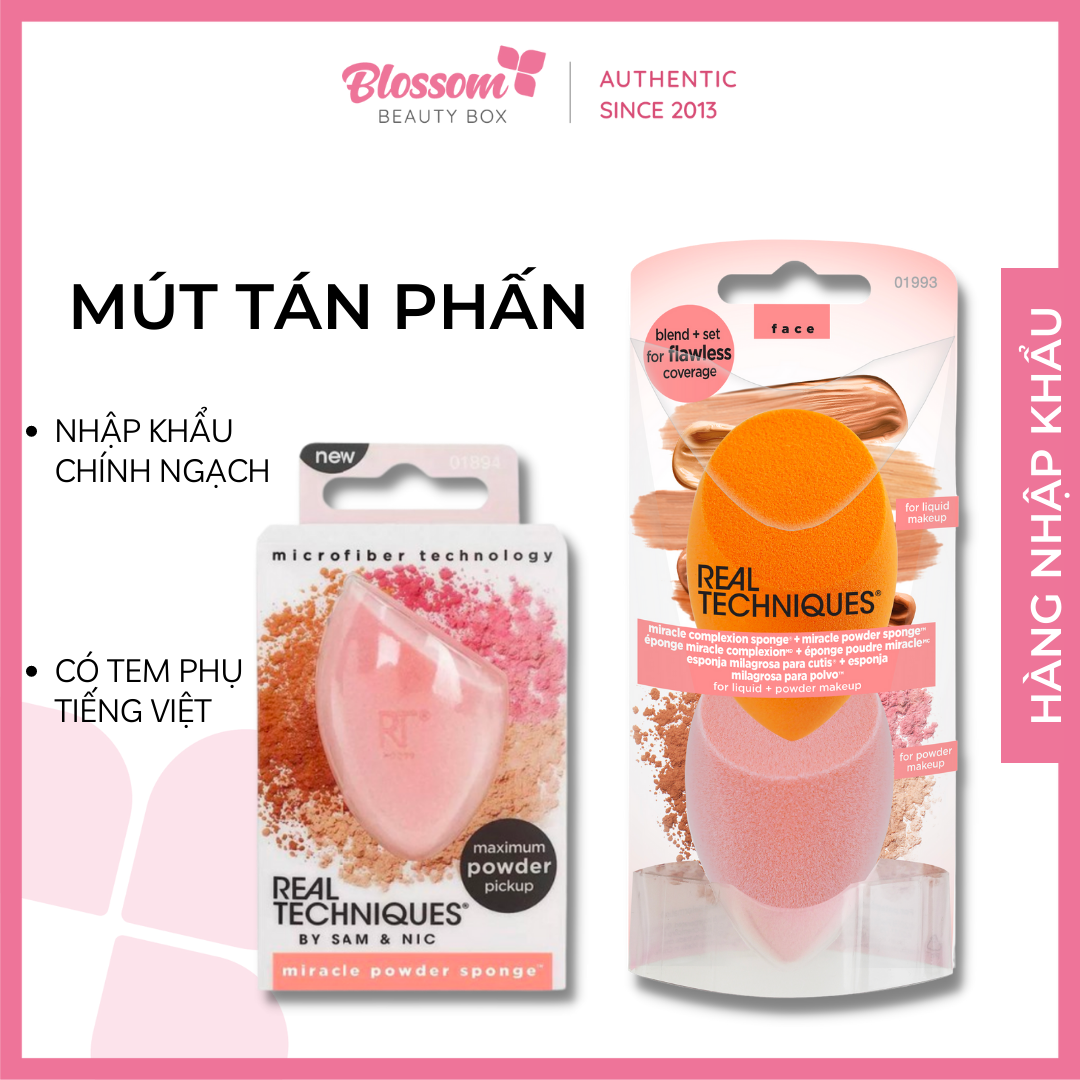 [NHẬP KHẨU CHÍNH HÃNG] Bông Mút dặm phủ tán phấn Real Techniques Miracle Powder Sponge