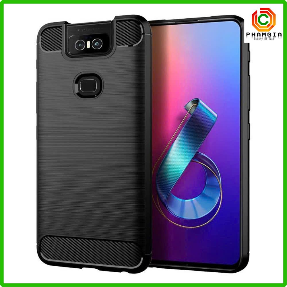 Ốp lưng Asus Zenfone 6 (ZS630KL) dẻo đen nhôm xước cao cấp, bền đẹp