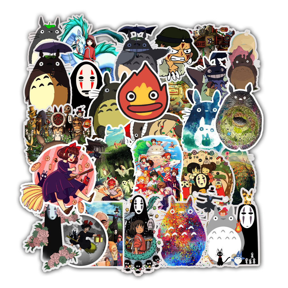 Set 50 sticker dán cao cấp chủ đề totoro dán xe, dán mũ bảo hiểm, dán laptop...
