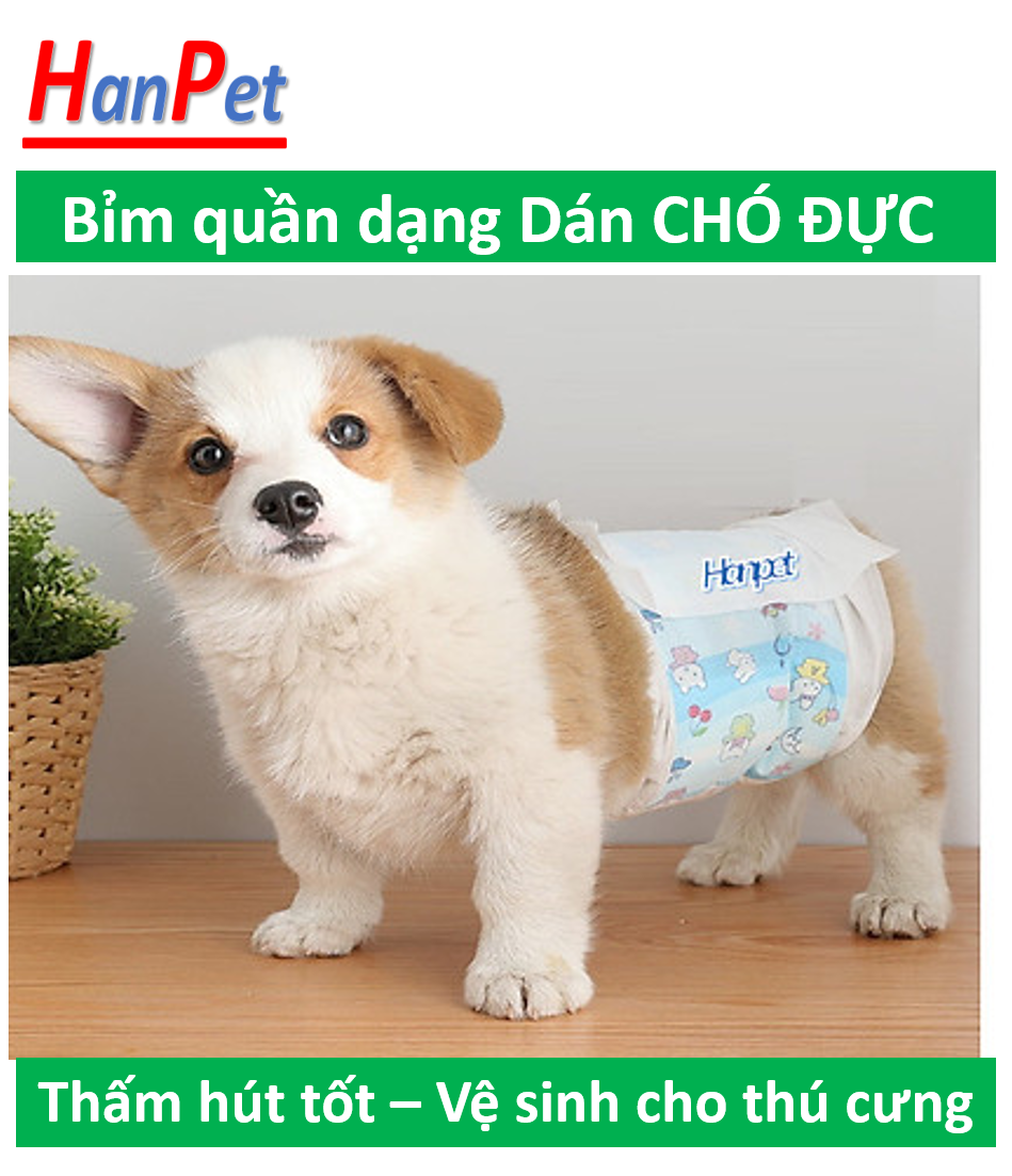 Doremiu - Tã bỉm chó đực (Bịch 10 miếng) Bỉm dán cho chó đực dạng băng rốn