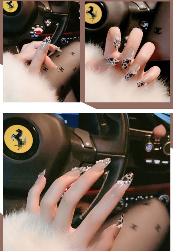 Bộ 24 Móng tay giả beo cườm