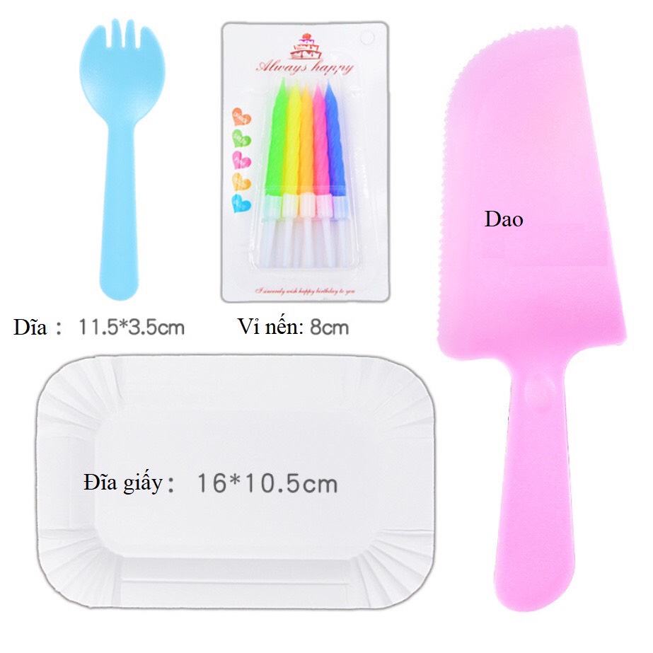 SET DAO ĐĨA NẾN PHỤ KIỆN BÁNH SINH NHẬT