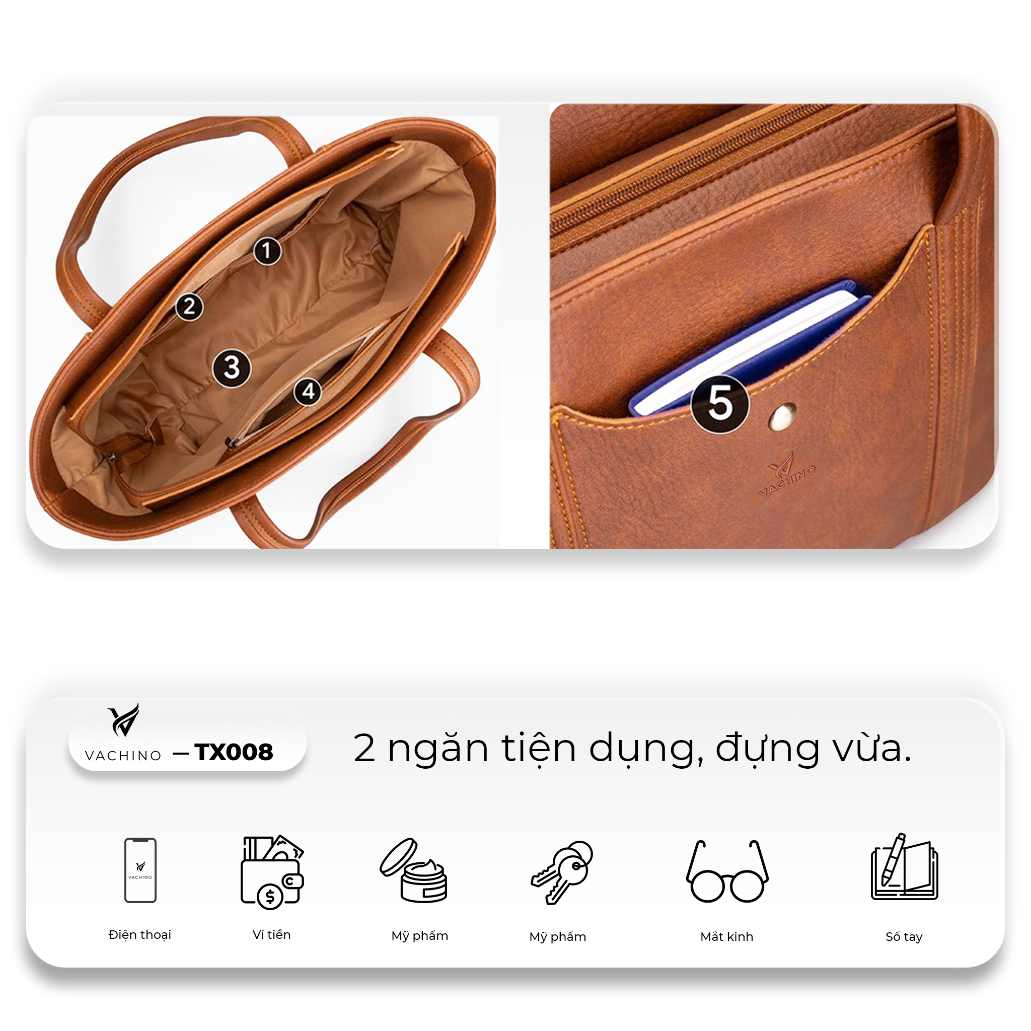 Túi xách da thời trang công sở cao cấp VACHINO - TX008