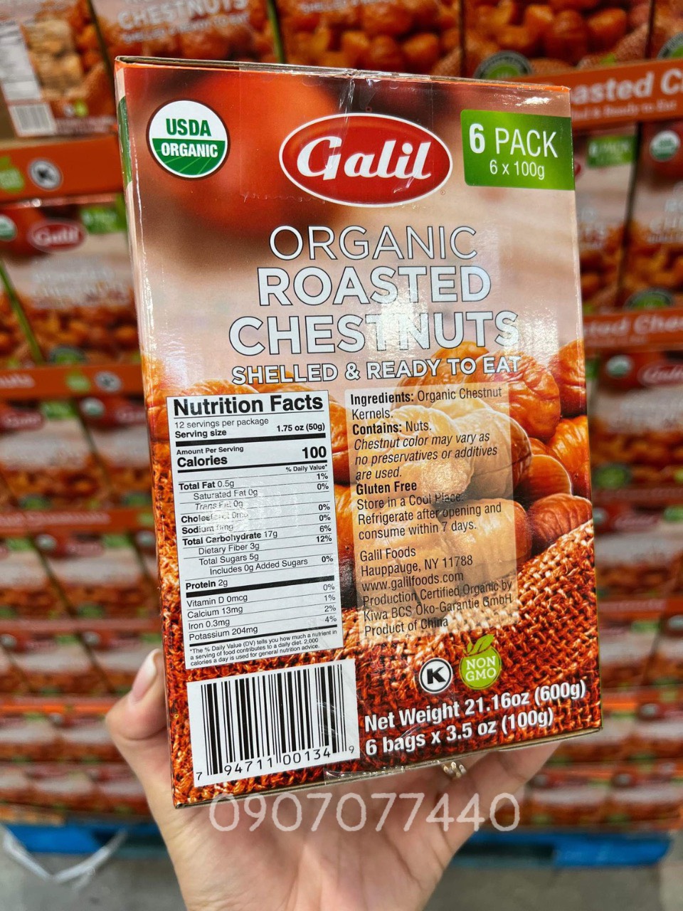 Hạt dẻ hữu cơ GaLil Organic Roasted Chestnuts - EDS