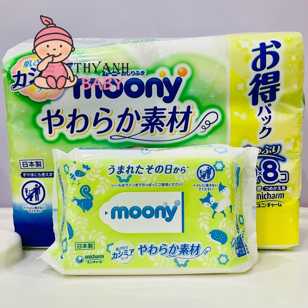 Khăn Giấy Ướt Moony Nhật 80 Tờ Không Mùi