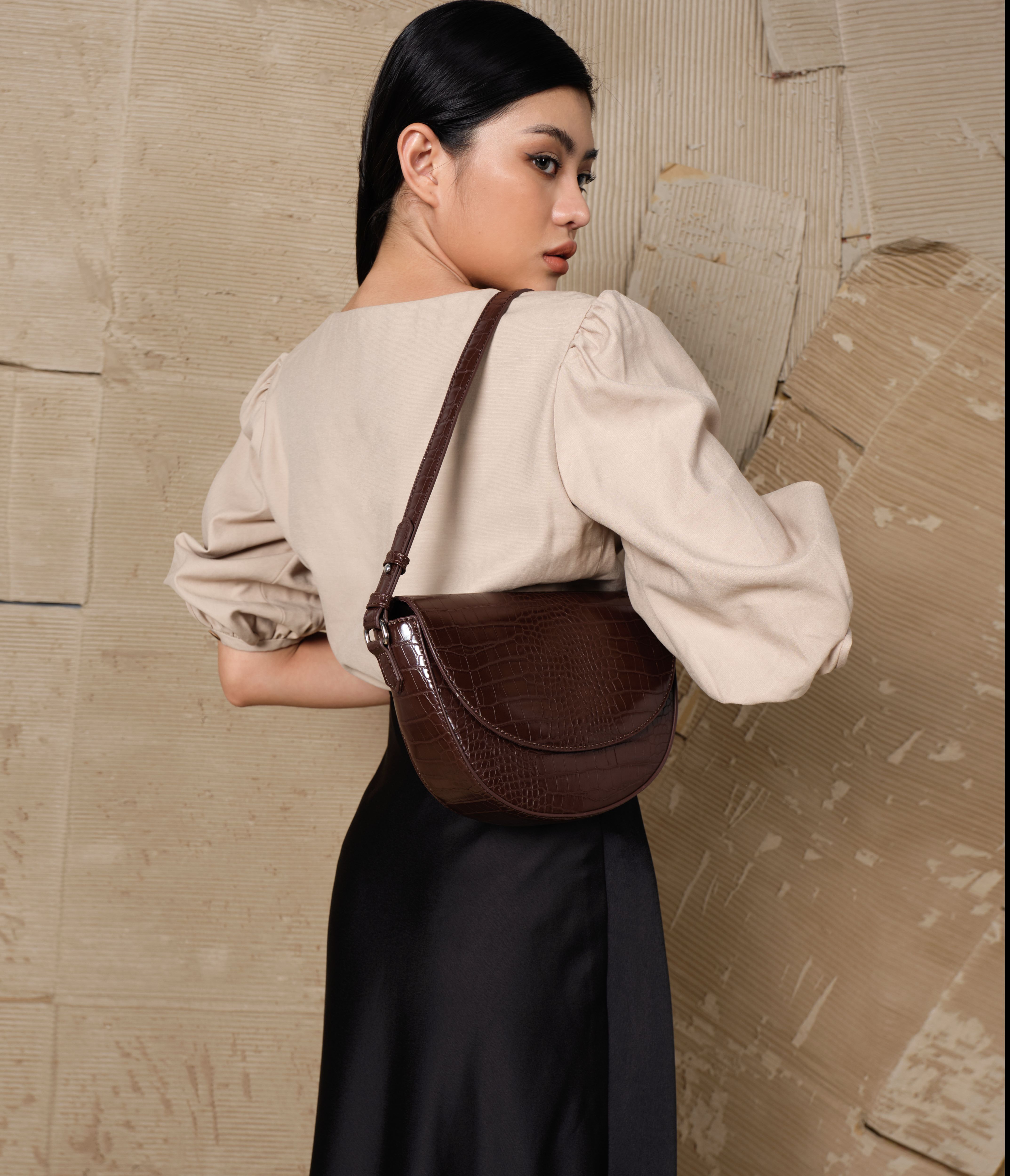 Kimilie - Chân Váy Lụa Kaylee Dáng Xoè Đen