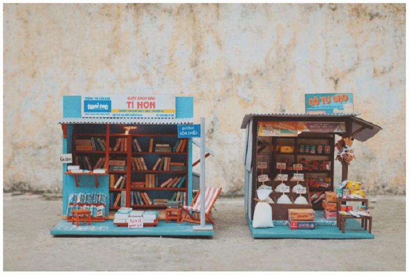 TIỆM GẠO TÝ HON AD06, MÔ HÌNH SÀI GÒN XƯA (tặng keo)