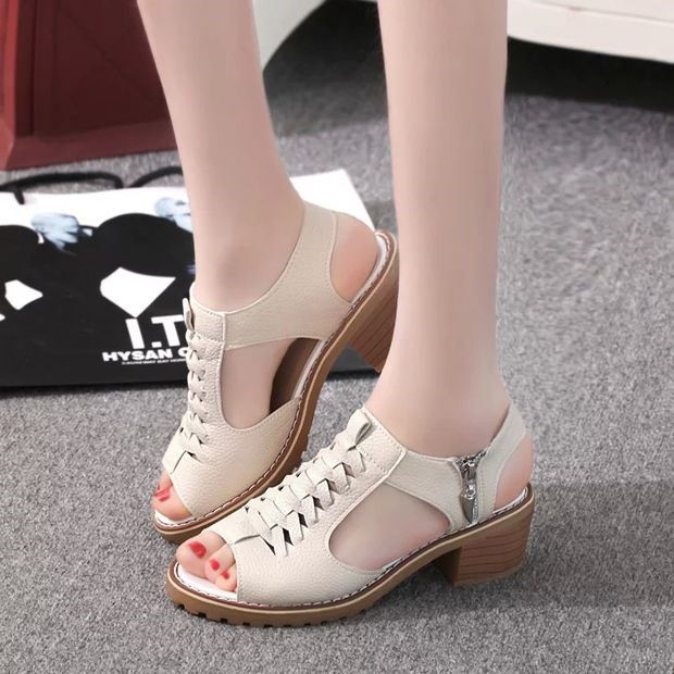 Giày Dép Da Cao Gót Nữ Đế Cao 5cm ,Da Mềm Dáng Xinh  (Vincent shop)