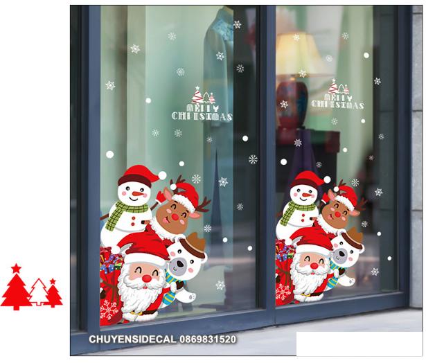 [HCM]Decal trang trí tường Noel - 4 Noel Trắng Đỏ Xin Chào