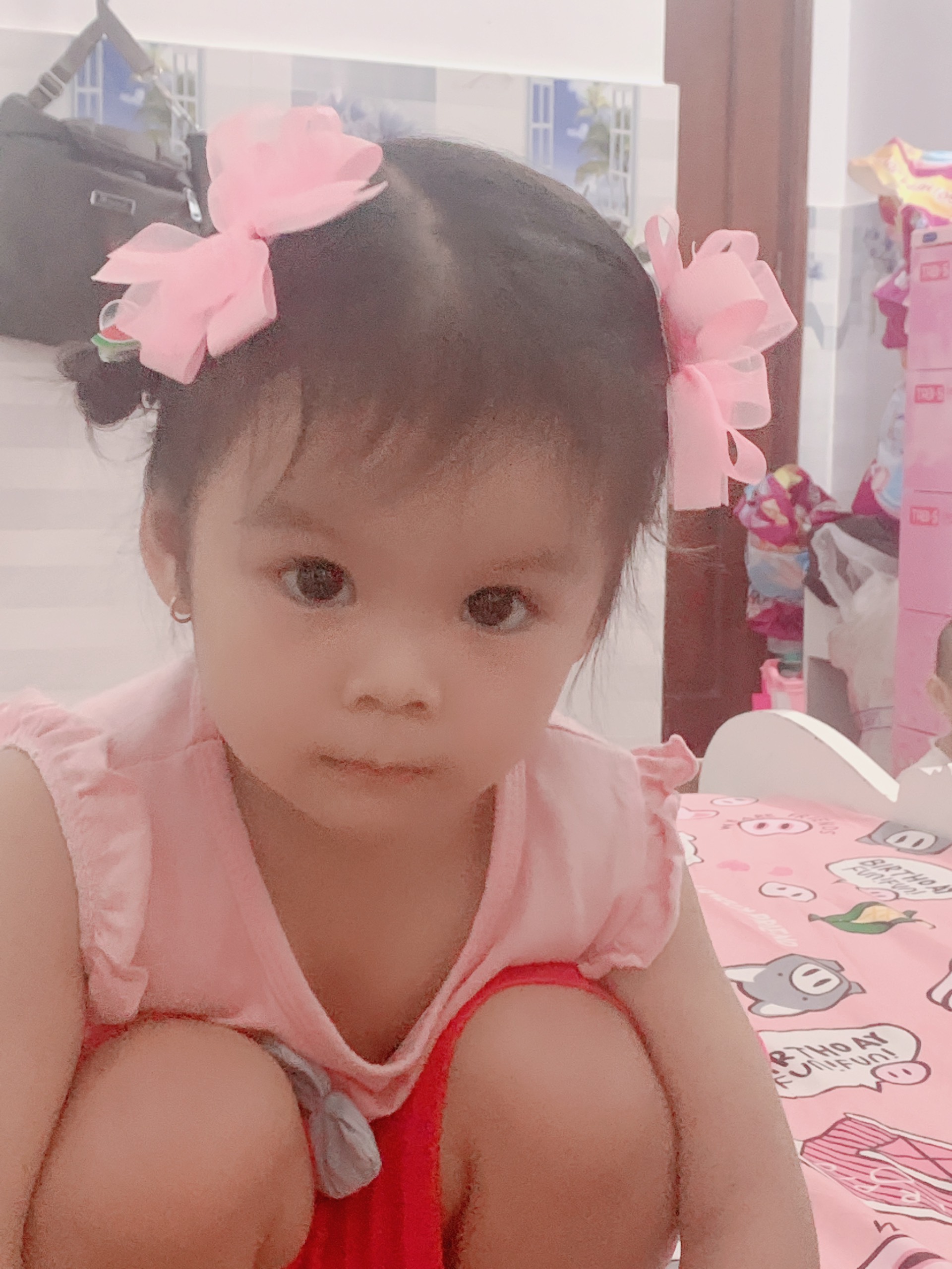 Sét kẹp tóc nơ 2 mái cho bé 8cm