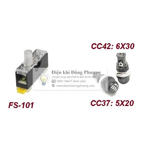 Đế Cầu Chì 5x20 6X30MM FS-101 15A 125VAC [đơn tối thiểu 30k]