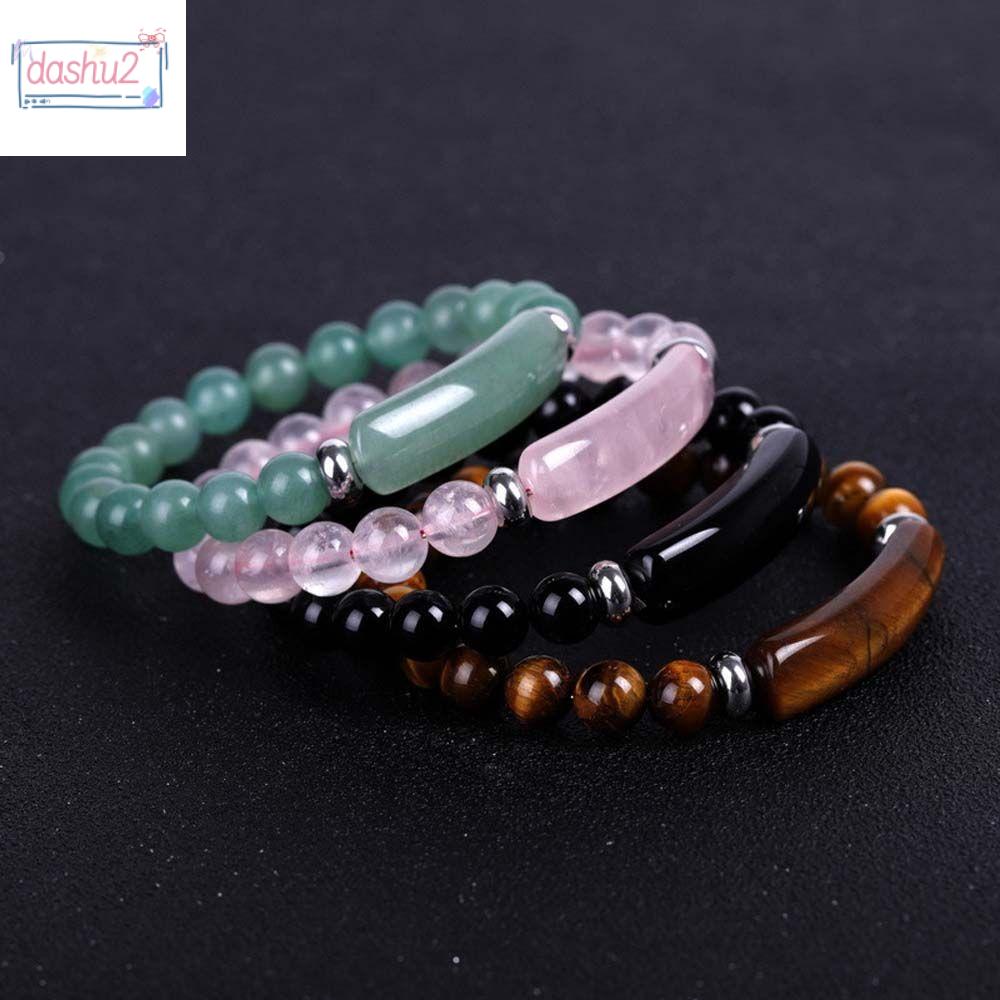 DASHU2 Quà Tặng Người đàn ông Tiger Eye Đá Handmade Đá tự nhiên Pha Lê Màu Hồng Thạch Anh Dây đeo cổ tay Đồ trang Sức thời trang Vòng Đeo Tay Hổ Mắt Phụ Nữ Vòng Đeo Tay Đính cườm Bangle