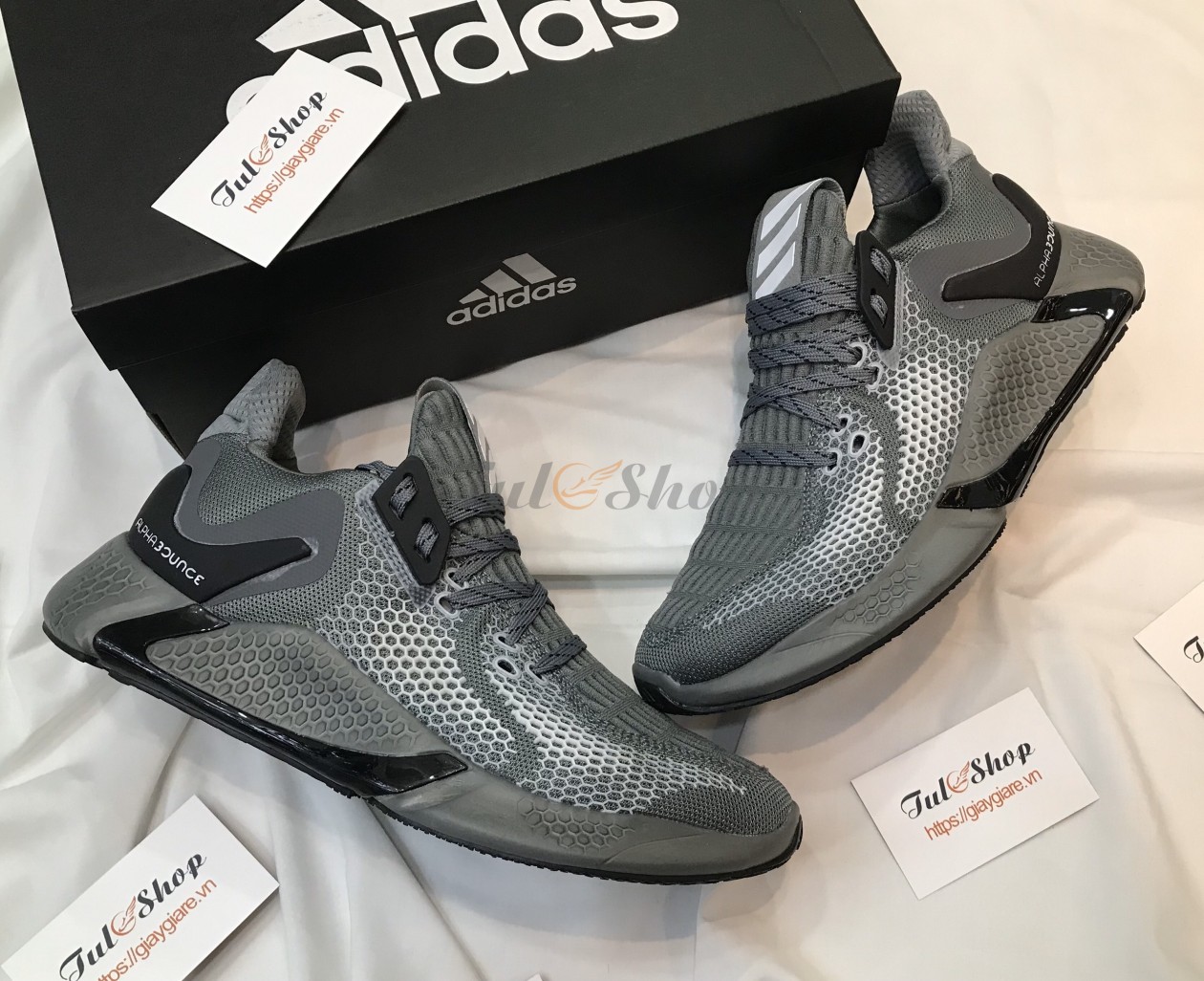 Giày Thể Thao ALPHA GREY SILVER Nam , Nữ Cao Cấp (Full Box)
